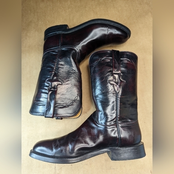 Lucchese Classics "Seville "boots men's size 8.5D black cherry goat leather West - Picture 8 of 12